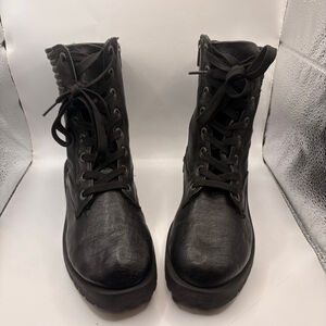 Women's Black Lace Up Boots Size 9